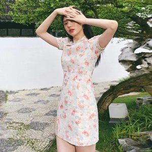 Peacebird Chinese Qipao Jacquard Dress